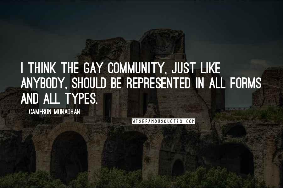 Cameron Monaghan Quotes: I think the gay community, just like anybody, should be represented in all forms and all types.
