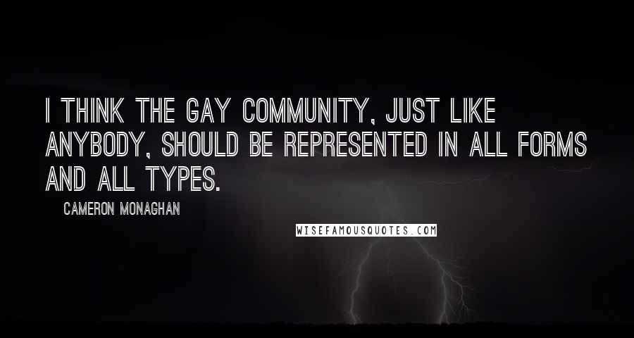 Cameron Monaghan Quotes: I think the gay community, just like anybody, should be represented in all forms and all types.