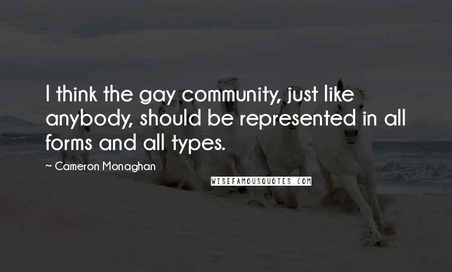 Cameron Monaghan Quotes: I think the gay community, just like anybody, should be represented in all forms and all types.