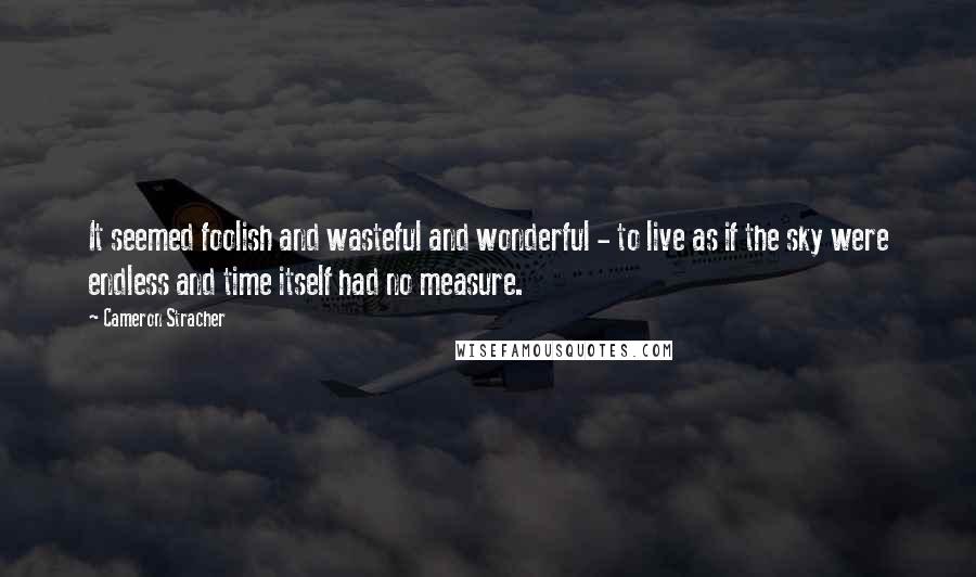 Cameron Stracher Quotes: It seemed foolish and wasteful and wonderful - to live as if the sky were endless and time itself had no measure.