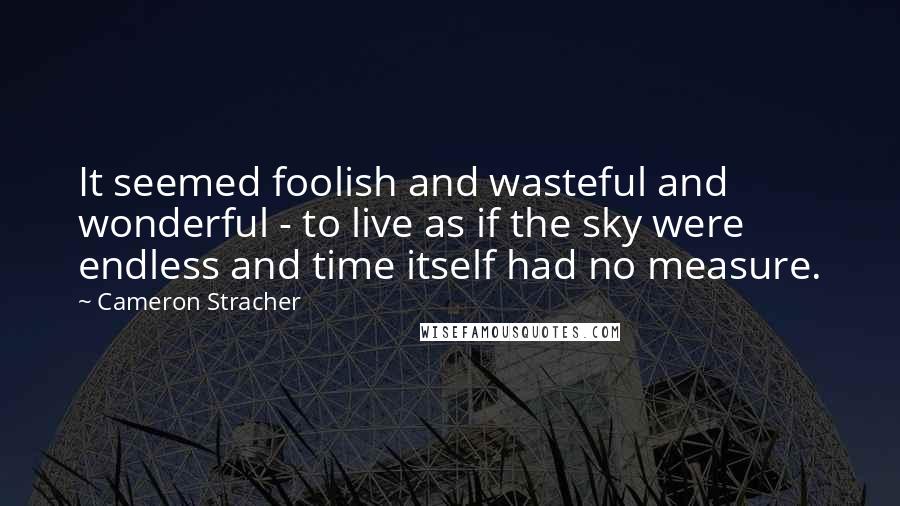 Cameron Stracher Quotes: It seemed foolish and wasteful and wonderful - to live as if the sky were endless and time itself had no measure.