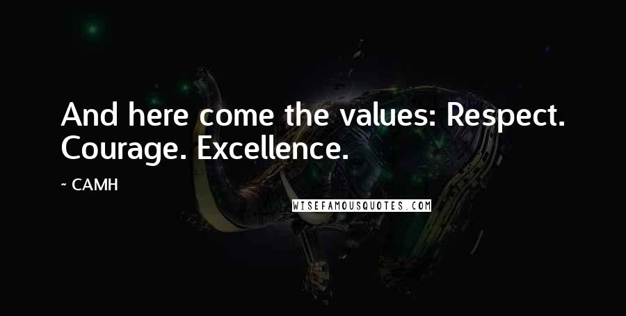 CAMH Quotes: And here come the values: Respect. Courage. Excellence.