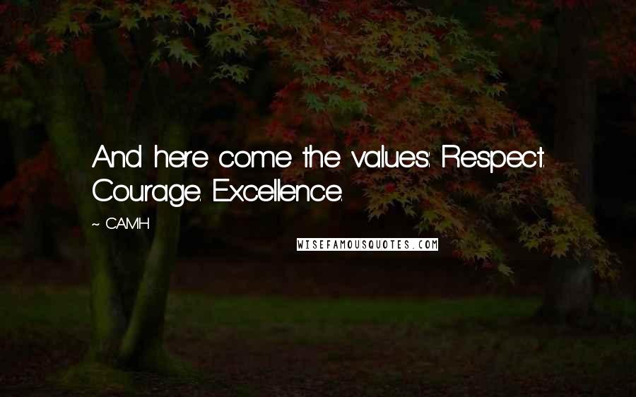 CAMH Quotes: And here come the values: Respect. Courage. Excellence.