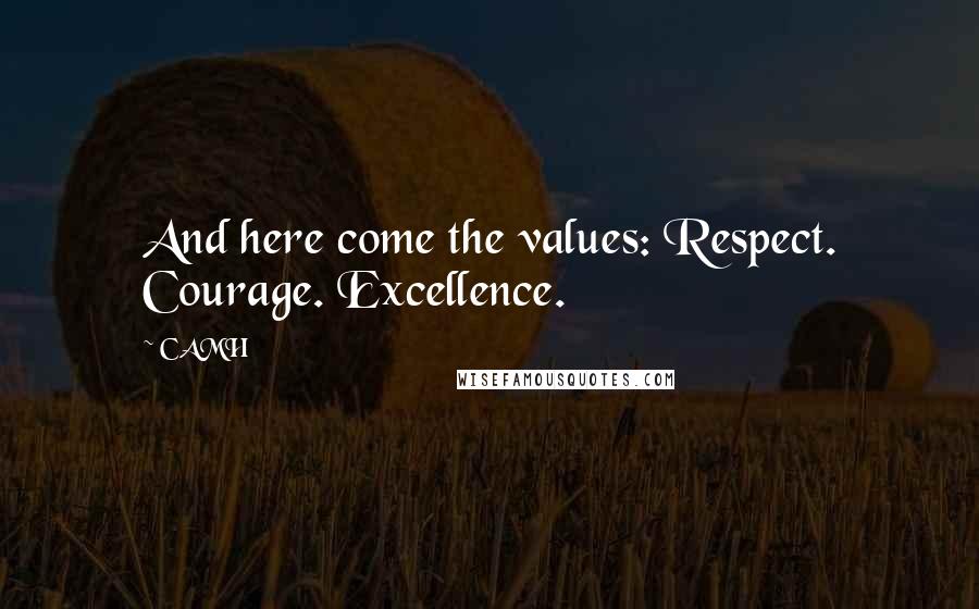 CAMH Quotes: And here come the values: Respect. Courage. Excellence.