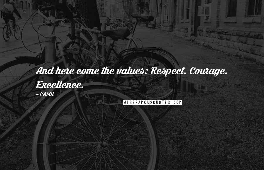 CAMH Quotes: And here come the values: Respect. Courage. Excellence.