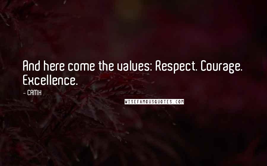 CAMH Quotes: And here come the values: Respect. Courage. Excellence.