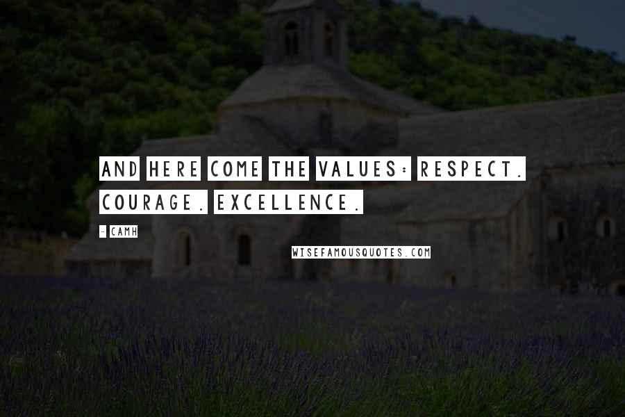 CAMH Quotes: And here come the values: Respect. Courage. Excellence.