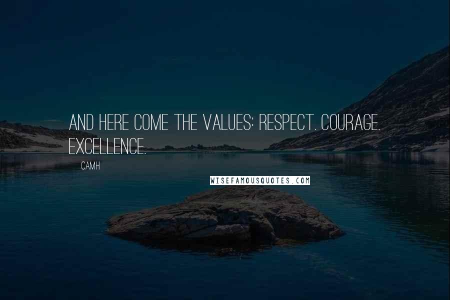 CAMH Quotes: And here come the values: Respect. Courage. Excellence.