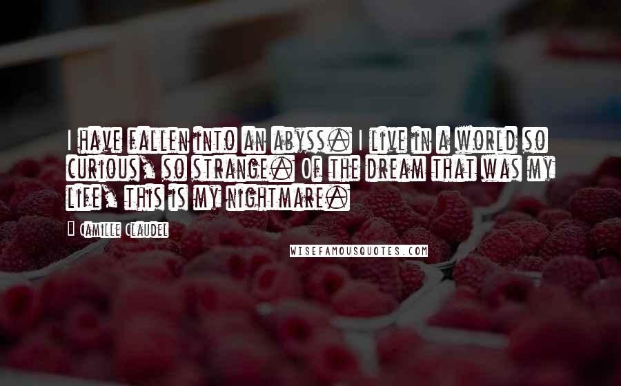 Camille Claudel Quotes: I have fallen into an abyss. I live in a world so curious, so strange. Of the dream that was my life, this is my nightmare.