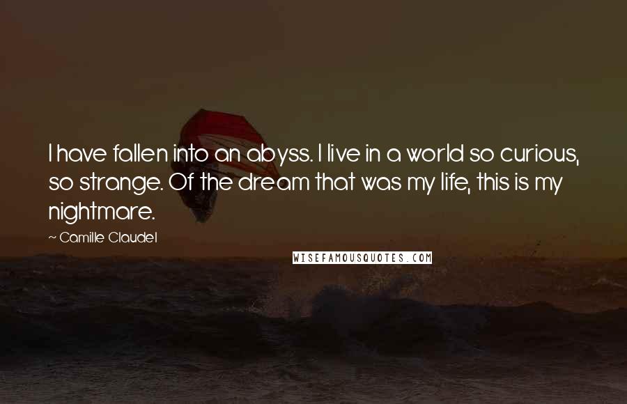 Camille Claudel Quotes: I have fallen into an abyss. I live in a world so curious, so strange. Of the dream that was my life, this is my nightmare.