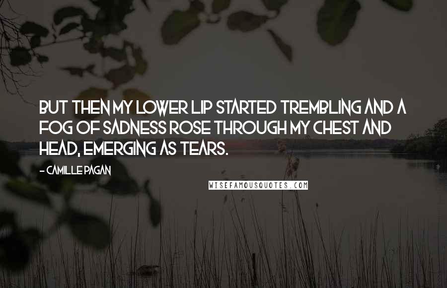 Camille Pagan Quotes: But then my lower lip started trembling and a fog of sadness rose through my chest and head, emerging as tears.