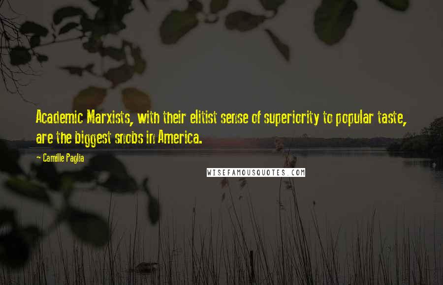 Camille Paglia Quotes: Academic Marxists, with their elitist sense of superiority to popular taste, are the biggest snobs in America.