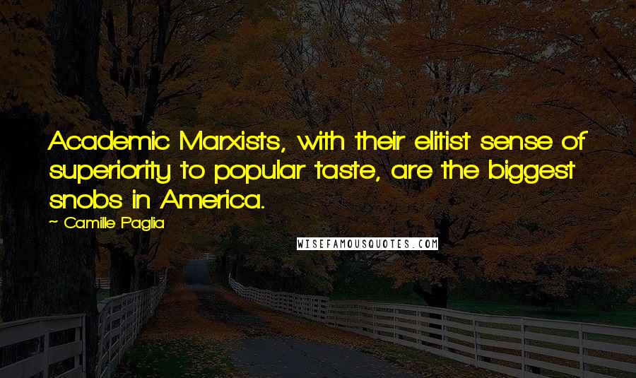Camille Paglia Quotes: Academic Marxists, with their elitist sense of superiority to popular taste, are the biggest snobs in America.
