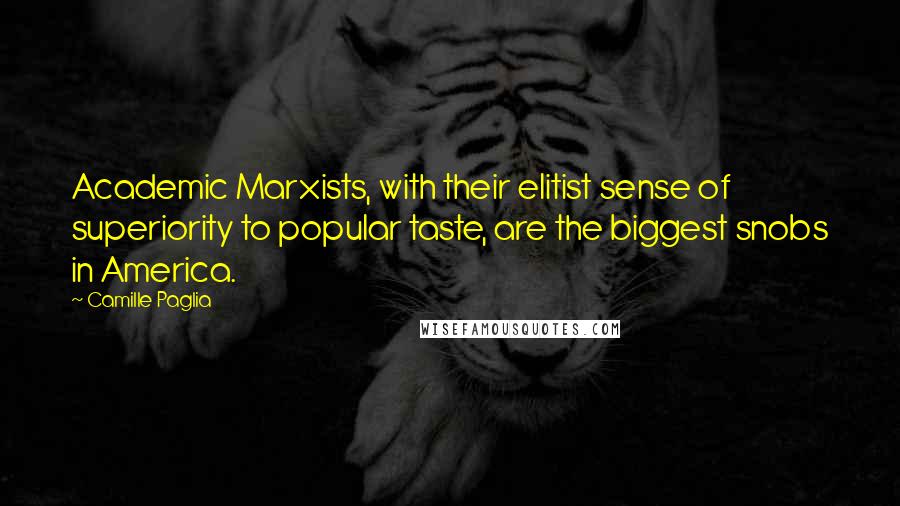 Camille Paglia Quotes: Academic Marxists, with their elitist sense of superiority to popular taste, are the biggest snobs in America.