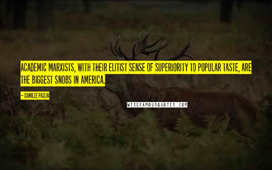 Camille Paglia Quotes: Academic Marxists, with their elitist sense of superiority to popular taste, are the biggest snobs in America.