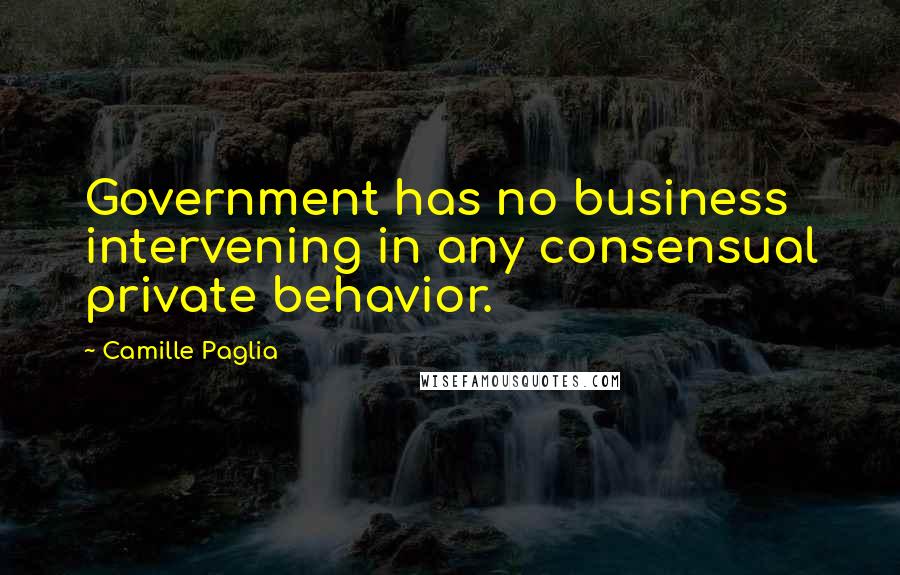 Camille Paglia Quotes: Government has no business intervening in any consensual private behavior.