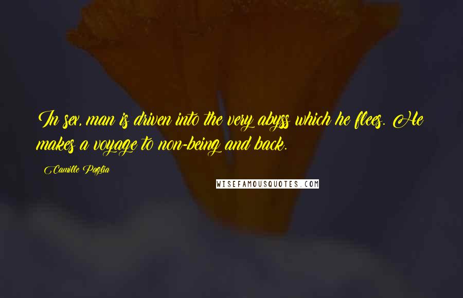 Camille Paglia Quotes: In sex, man is driven into the very abyss which he flees. He makes a voyage to non-being and back.
