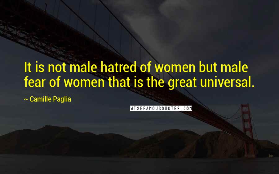 Camille Paglia Quotes: It is not male hatred of women but male fear of women that is the great universal.