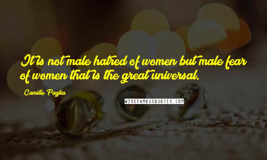 Camille Paglia Quotes: It is not male hatred of women but male fear of women that is the great universal.