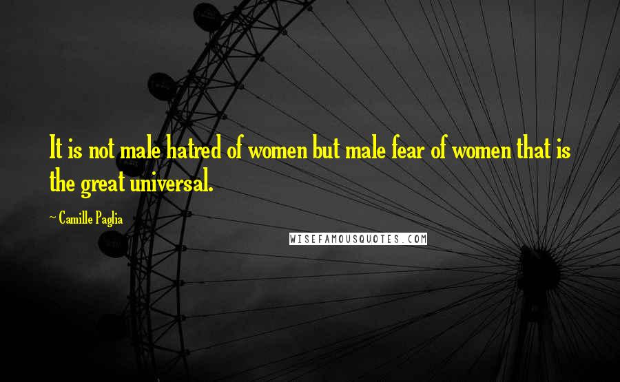 Camille Paglia Quotes: It is not male hatred of women but male fear of women that is the great universal.