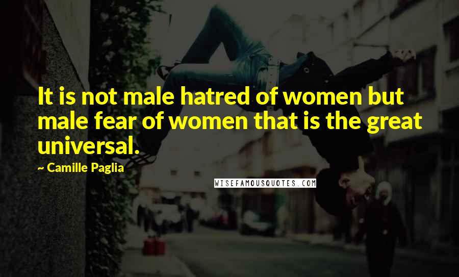 Camille Paglia Quotes: It is not male hatred of women but male fear of women that is the great universal.