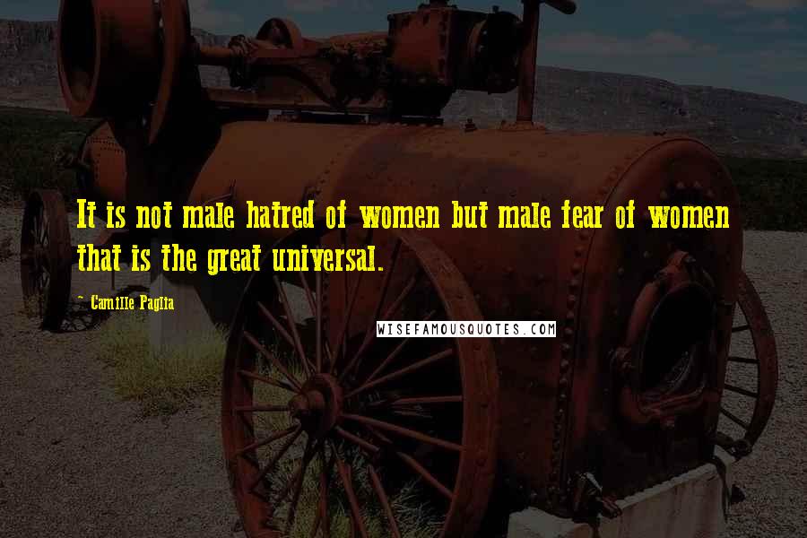 Camille Paglia Quotes: It is not male hatred of women but male fear of women that is the great universal.