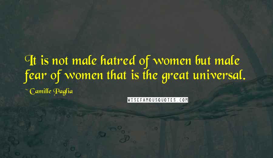 Camille Paglia Quotes: It is not male hatred of women but male fear of women that is the great universal.