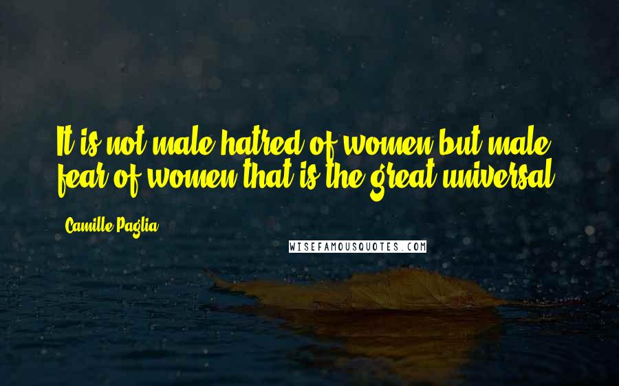 Camille Paglia Quotes: It is not male hatred of women but male fear of women that is the great universal.