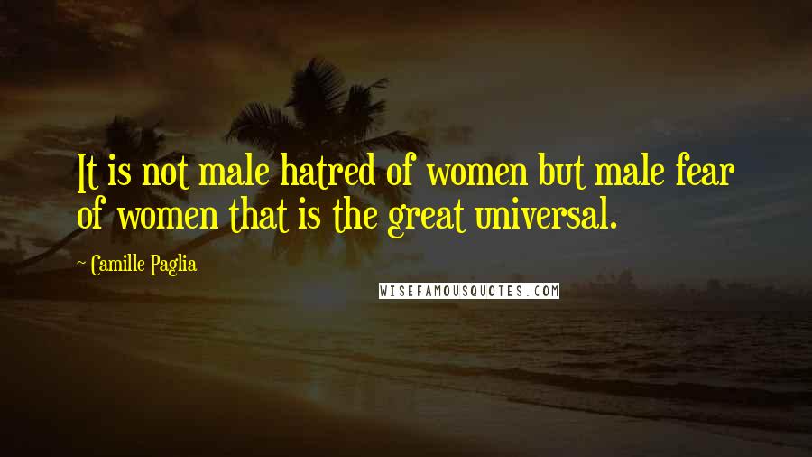 Camille Paglia Quotes: It is not male hatred of women but male fear of women that is the great universal.