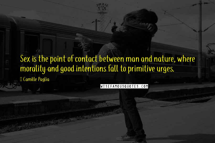 Camille Paglia Quotes: Sex is the point of contact between man and nature, where morality and good intentions fall to primitive urges.