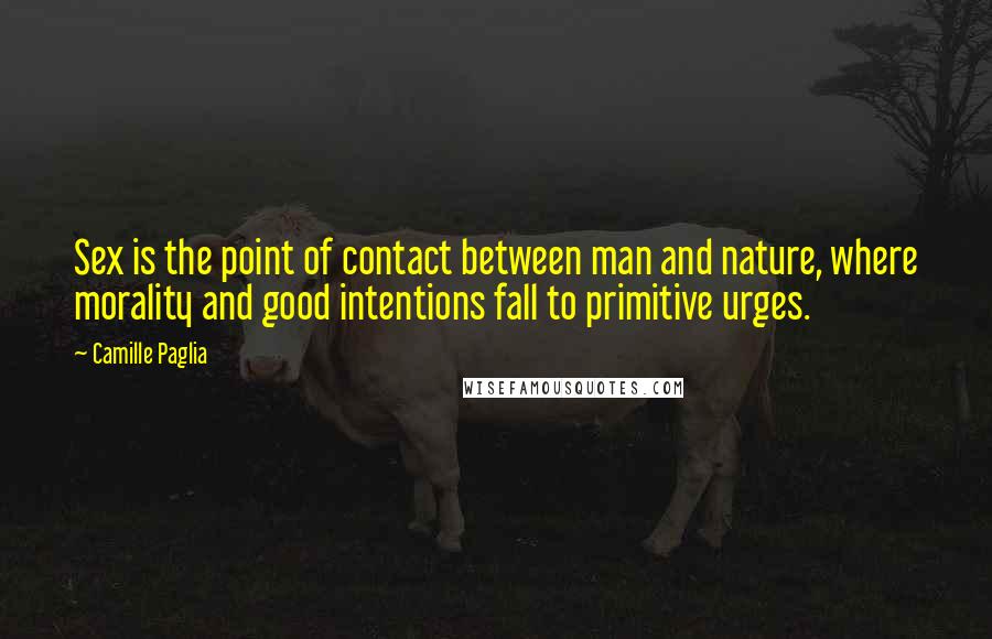 Camille Paglia Quotes: Sex is the point of contact between man and nature, where morality and good intentions fall to primitive urges.