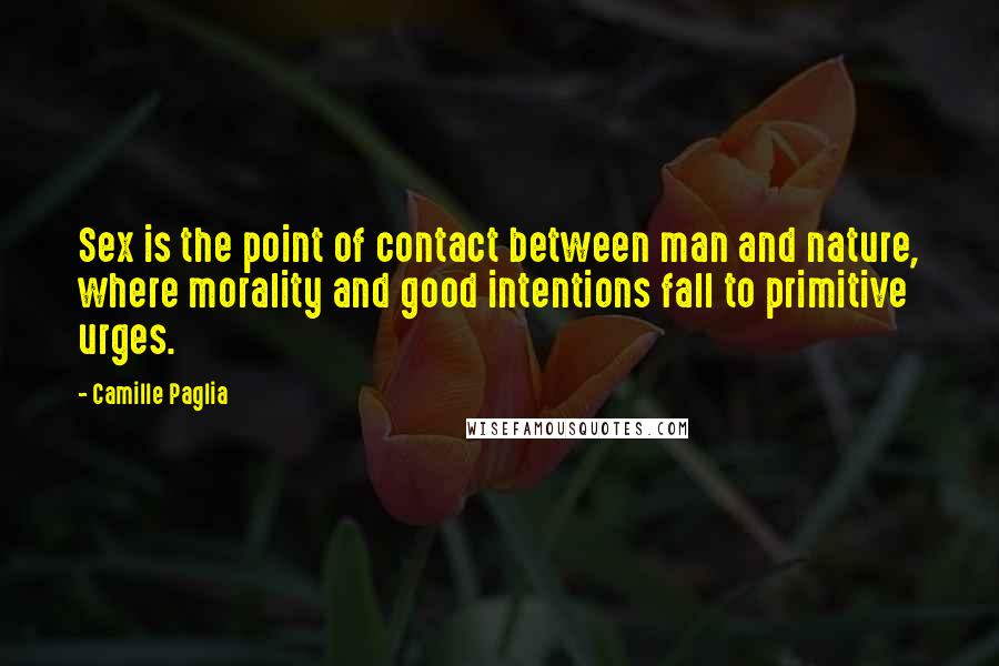 Camille Paglia Quotes: Sex is the point of contact between man and nature, where morality and good intentions fall to primitive urges.
