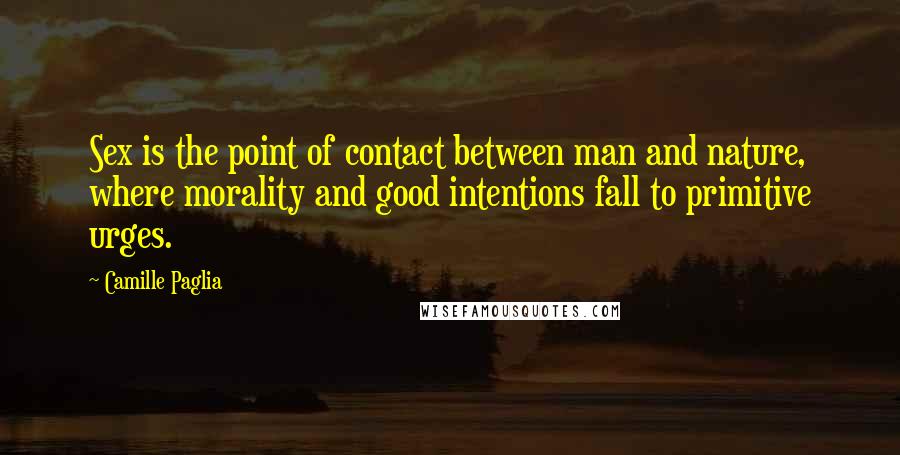 Camille Paglia Quotes: Sex is the point of contact between man and nature, where morality and good intentions fall to primitive urges.