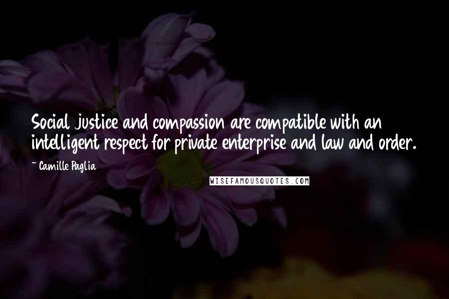 Camille Paglia Quotes: Social justice and compassion are compatible with an intelligent respect for private enterprise and law and order.