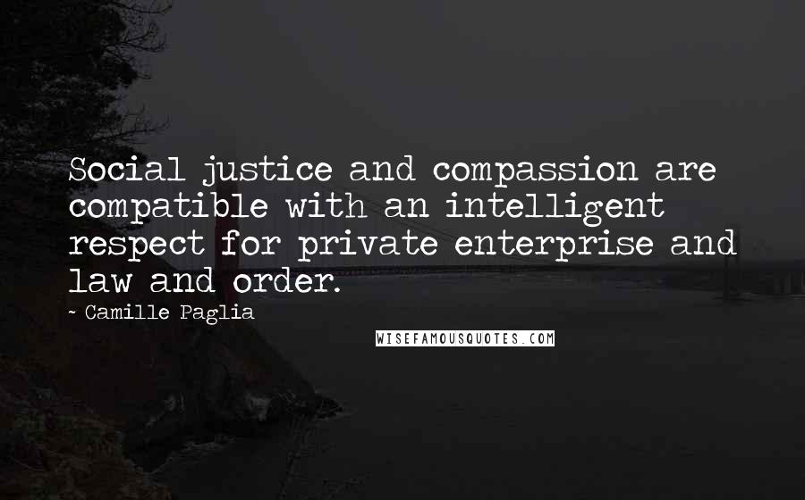 Camille Paglia Quotes: Social justice and compassion are compatible with an intelligent respect for private enterprise and law and order.