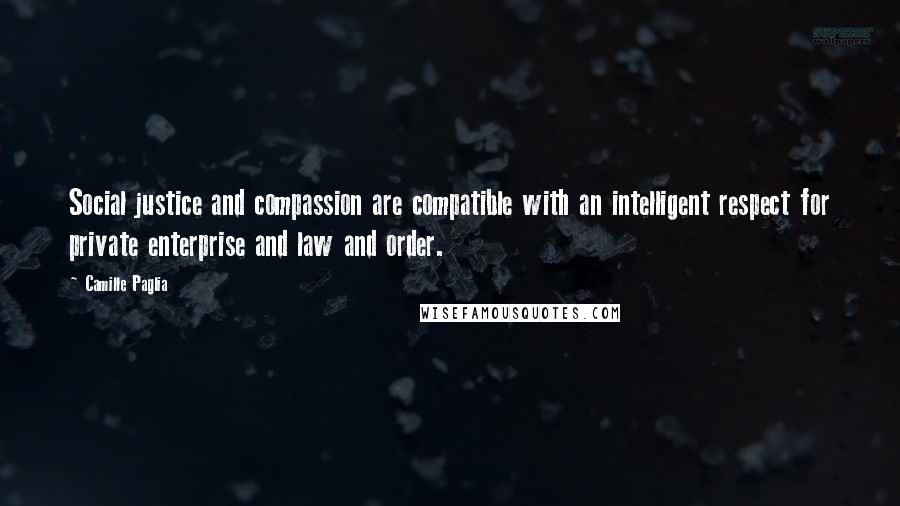 Camille Paglia Quotes: Social justice and compassion are compatible with an intelligent respect for private enterprise and law and order.