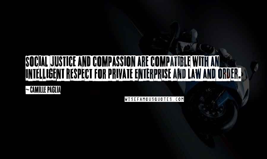 Camille Paglia Quotes: Social justice and compassion are compatible with an intelligent respect for private enterprise and law and order.