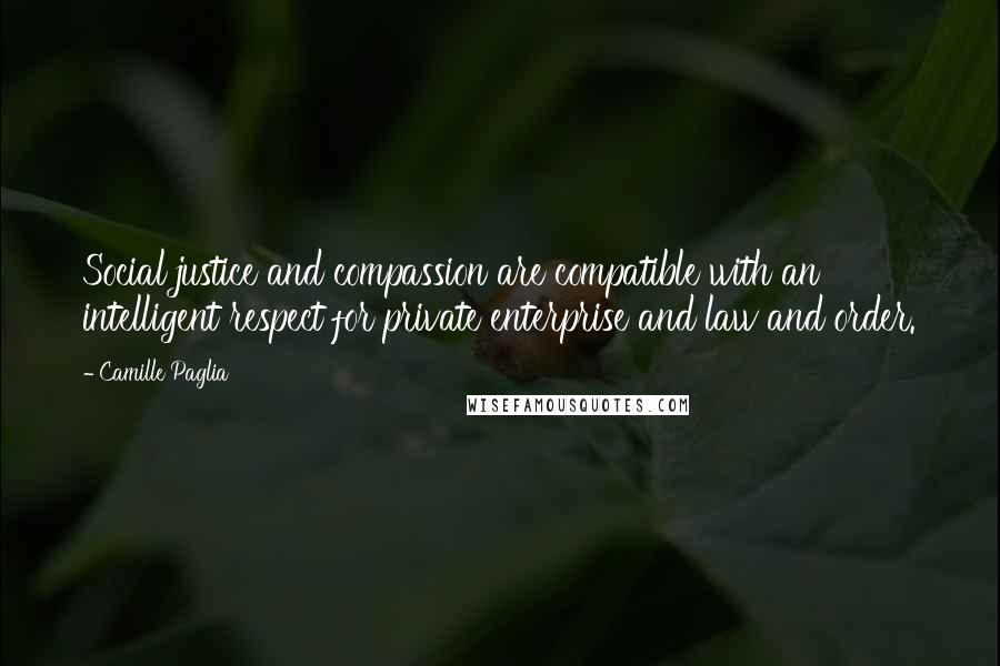 Camille Paglia Quotes: Social justice and compassion are compatible with an intelligent respect for private enterprise and law and order.