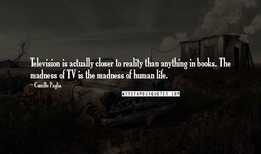 Camille Paglia Quotes: Television is actually closer to reality than anything in books. The madness of TV is the madness of human life.
