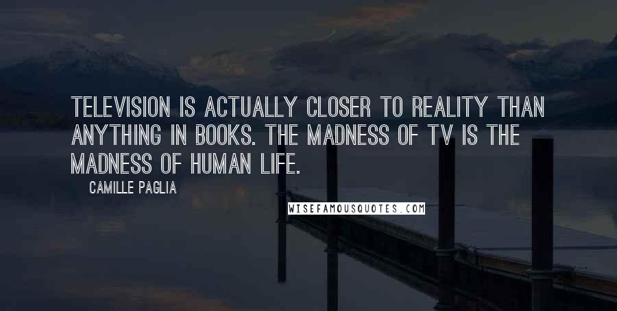 Camille Paglia Quotes: Television is actually closer to reality than anything in books. The madness of TV is the madness of human life.