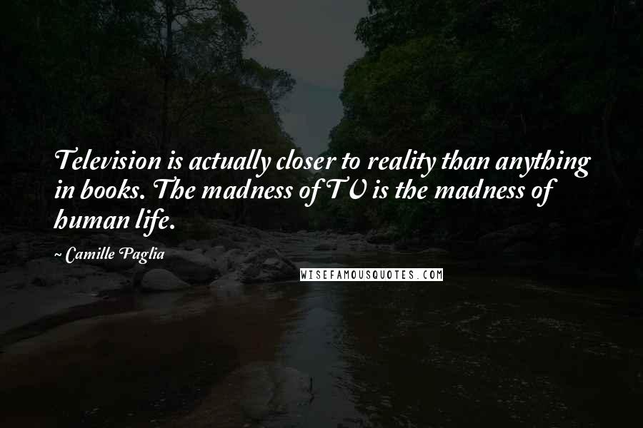 Camille Paglia Quotes: Television is actually closer to reality than anything in books. The madness of TV is the madness of human life.