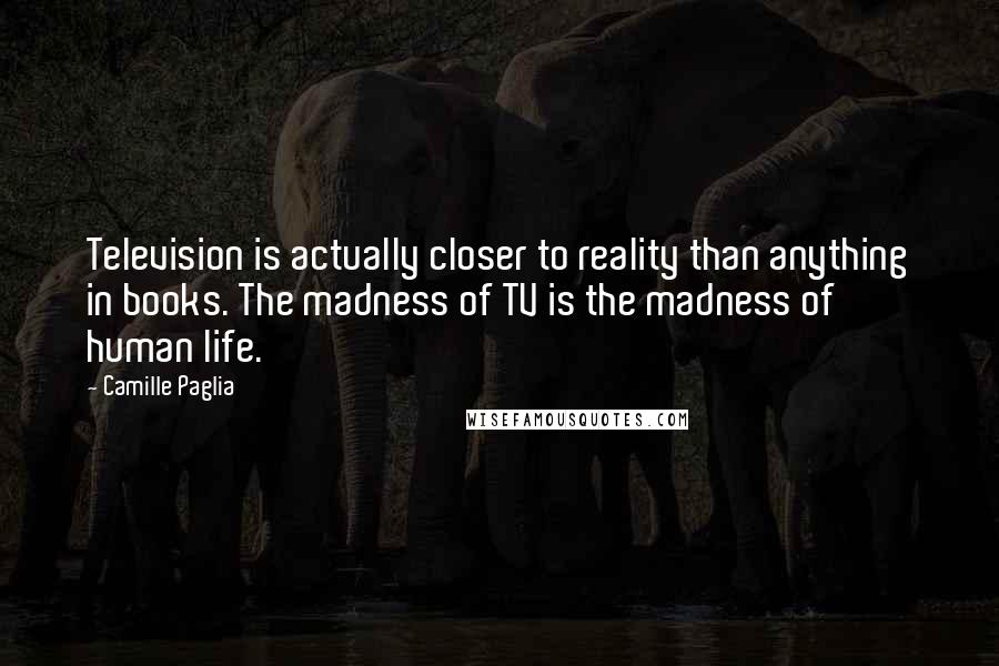 Camille Paglia Quotes: Television is actually closer to reality than anything in books. The madness of TV is the madness of human life.