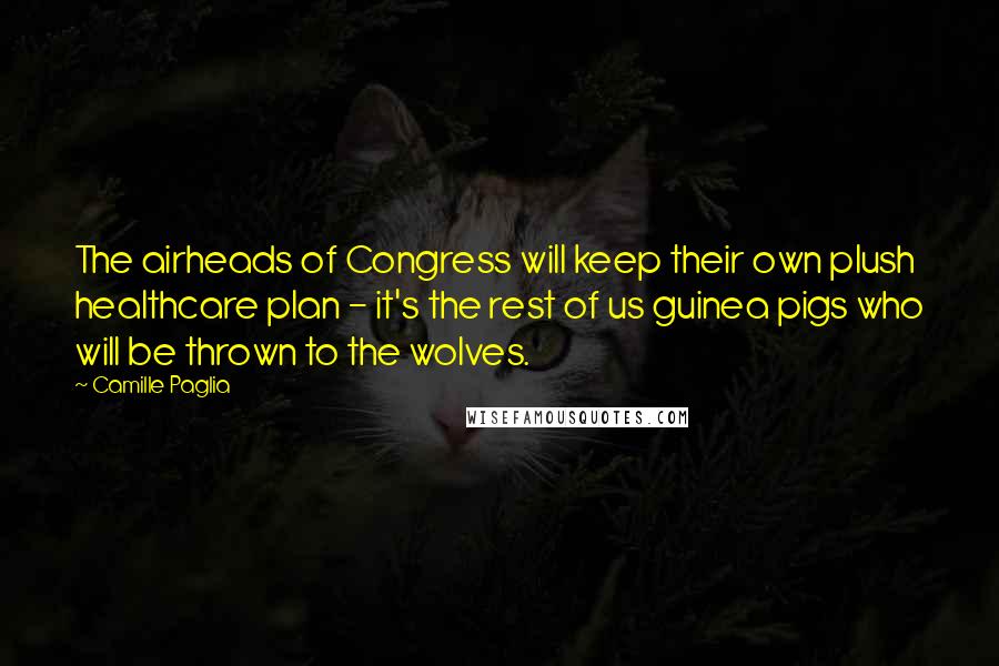 Camille Paglia Quotes: The airheads of Congress will keep their own plush healthcare plan - it's the rest of us guinea pigs who will be thrown to the wolves.