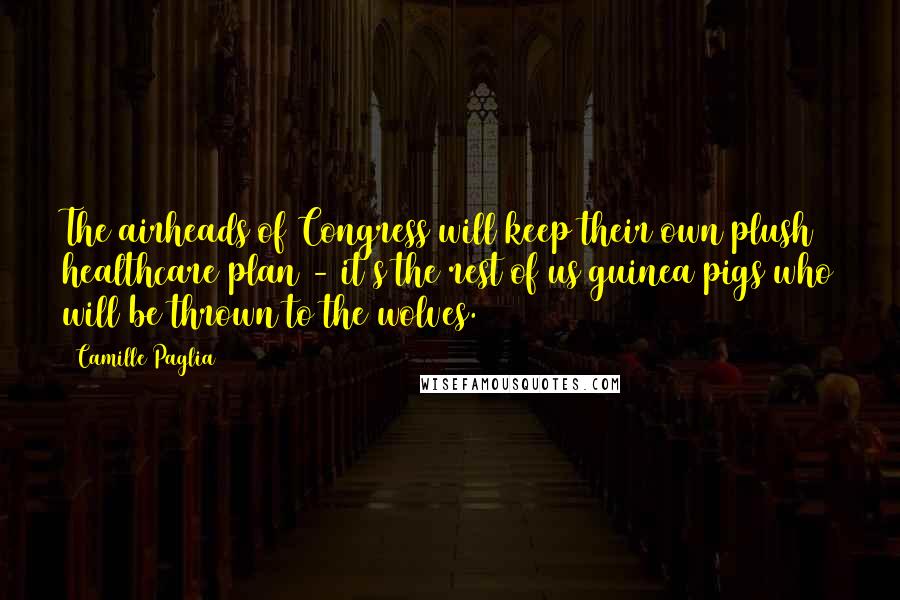 Camille Paglia Quotes: The airheads of Congress will keep their own plush healthcare plan - it's the rest of us guinea pigs who will be thrown to the wolves.