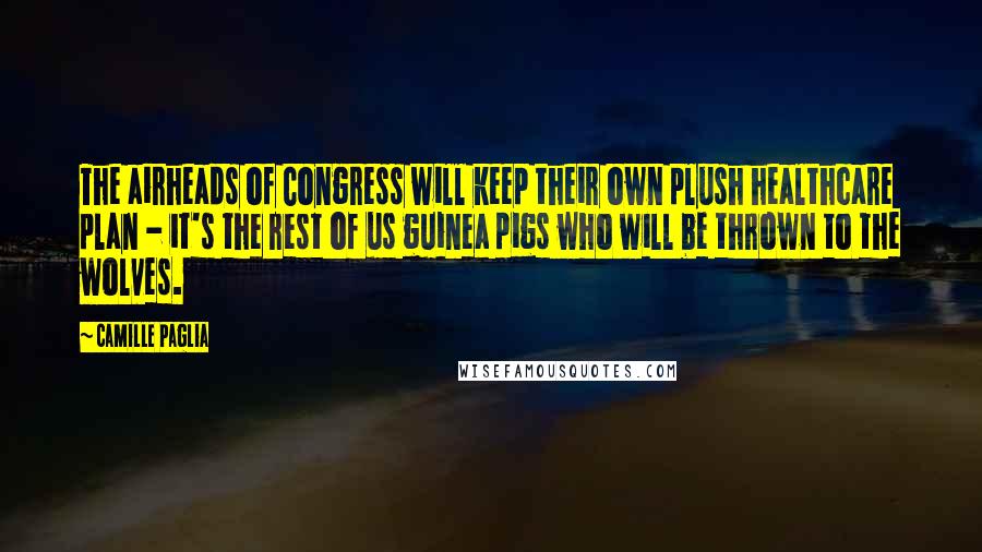 Camille Paglia Quotes: The airheads of Congress will keep their own plush healthcare plan - it's the rest of us guinea pigs who will be thrown to the wolves.