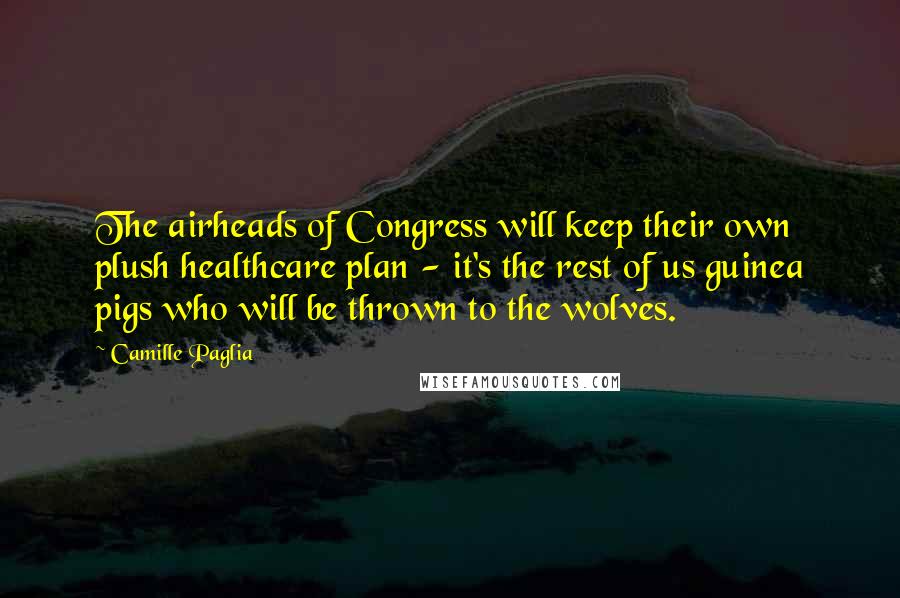 Camille Paglia Quotes: The airheads of Congress will keep their own plush healthcare plan - it's the rest of us guinea pigs who will be thrown to the wolves.