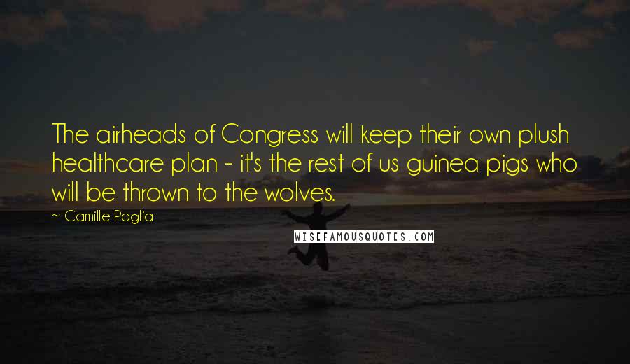 Camille Paglia Quotes: The airheads of Congress will keep their own plush healthcare plan - it's the rest of us guinea pigs who will be thrown to the wolves.