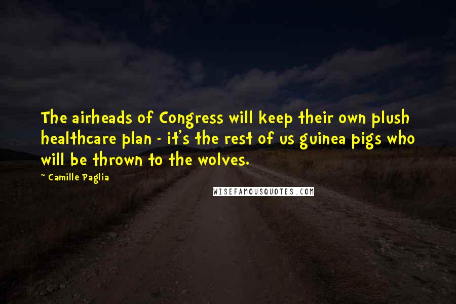 Camille Paglia Quotes: The airheads of Congress will keep their own plush healthcare plan - it's the rest of us guinea pigs who will be thrown to the wolves.