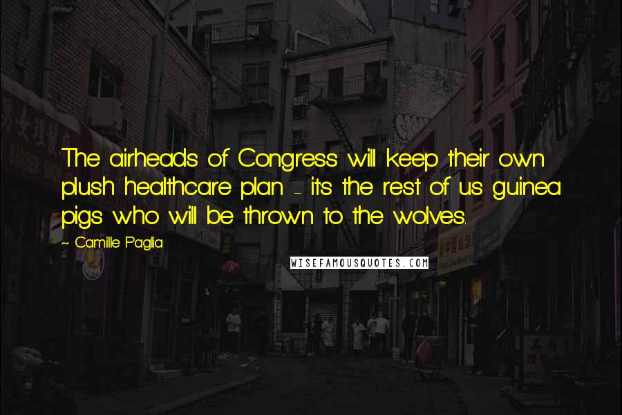 Camille Paglia Quotes: The airheads of Congress will keep their own plush healthcare plan - it's the rest of us guinea pigs who will be thrown to the wolves.