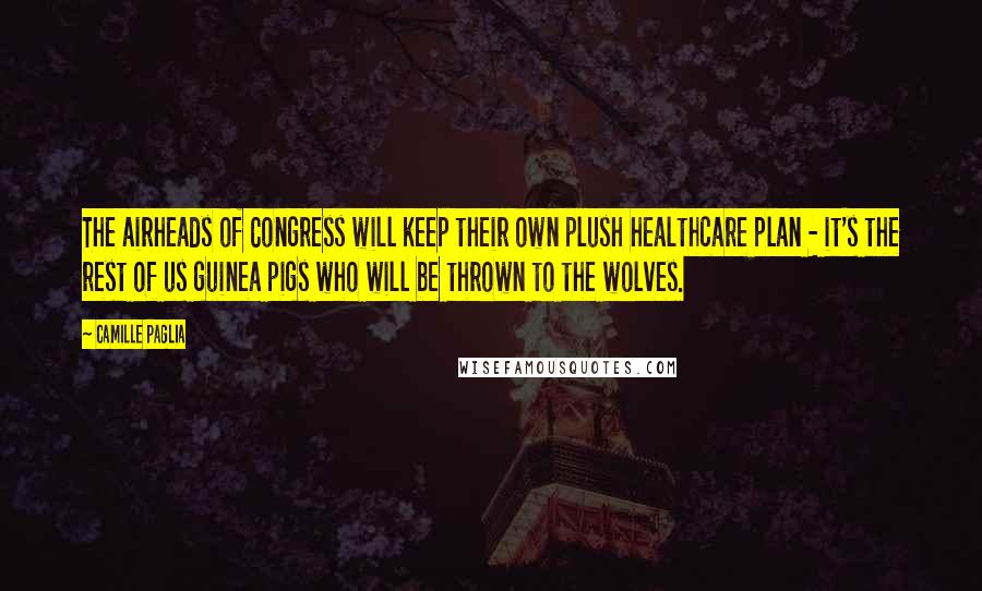 Camille Paglia Quotes: The airheads of Congress will keep their own plush healthcare plan - it's the rest of us guinea pigs who will be thrown to the wolves.